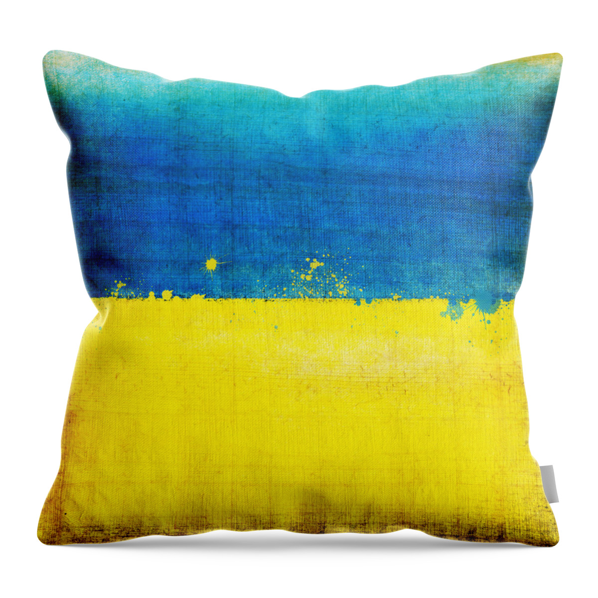 Chalk Throw Pillow featuring the painting Ukraine flag by Setsiri Silapasuwanchai