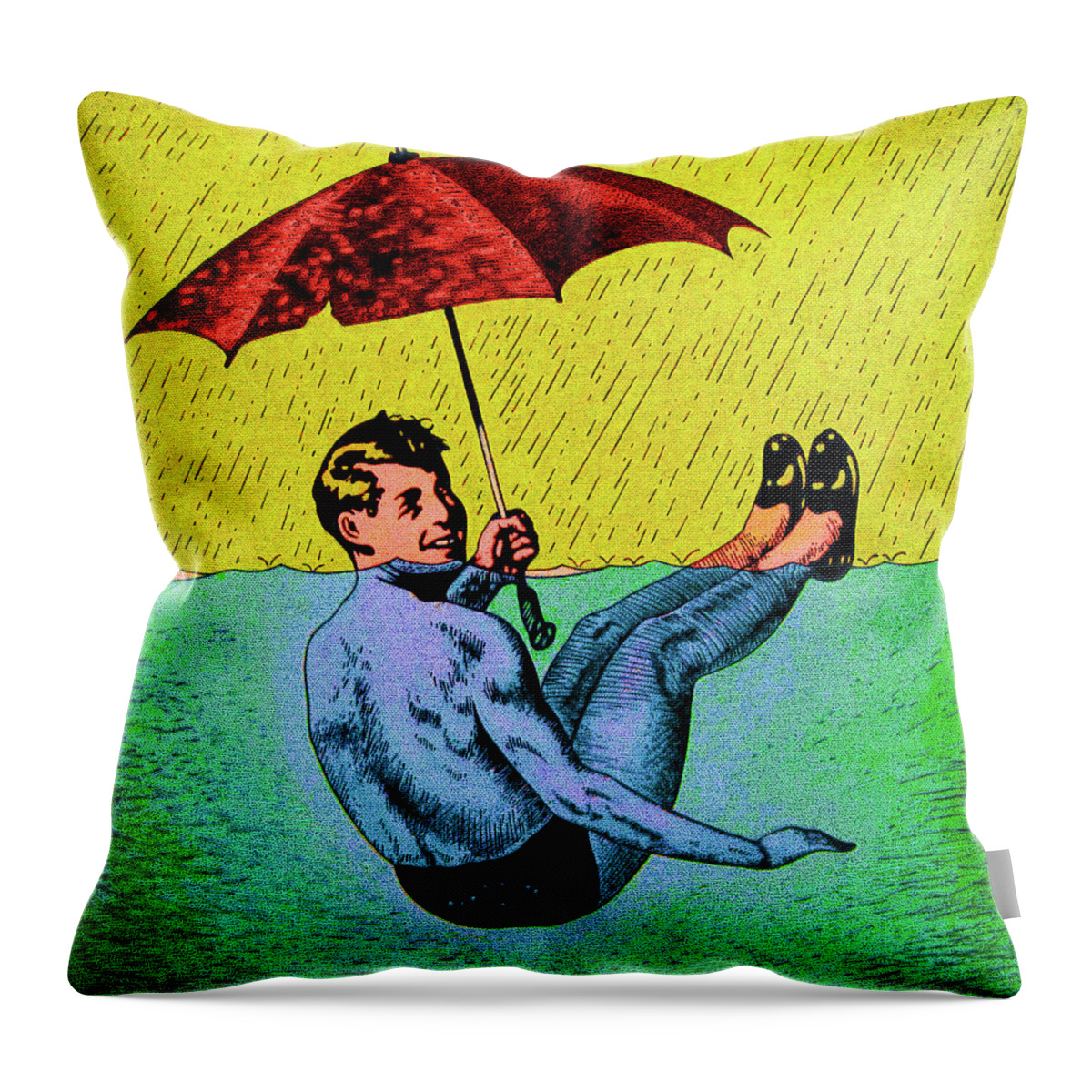  Throw Pillow featuring the painting Umbrella Man 3 by Steve Fields
