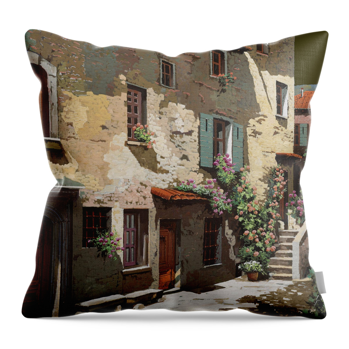 Village Throw Pillow featuring the painting Un Cielo Improbabile by Guido Borelli