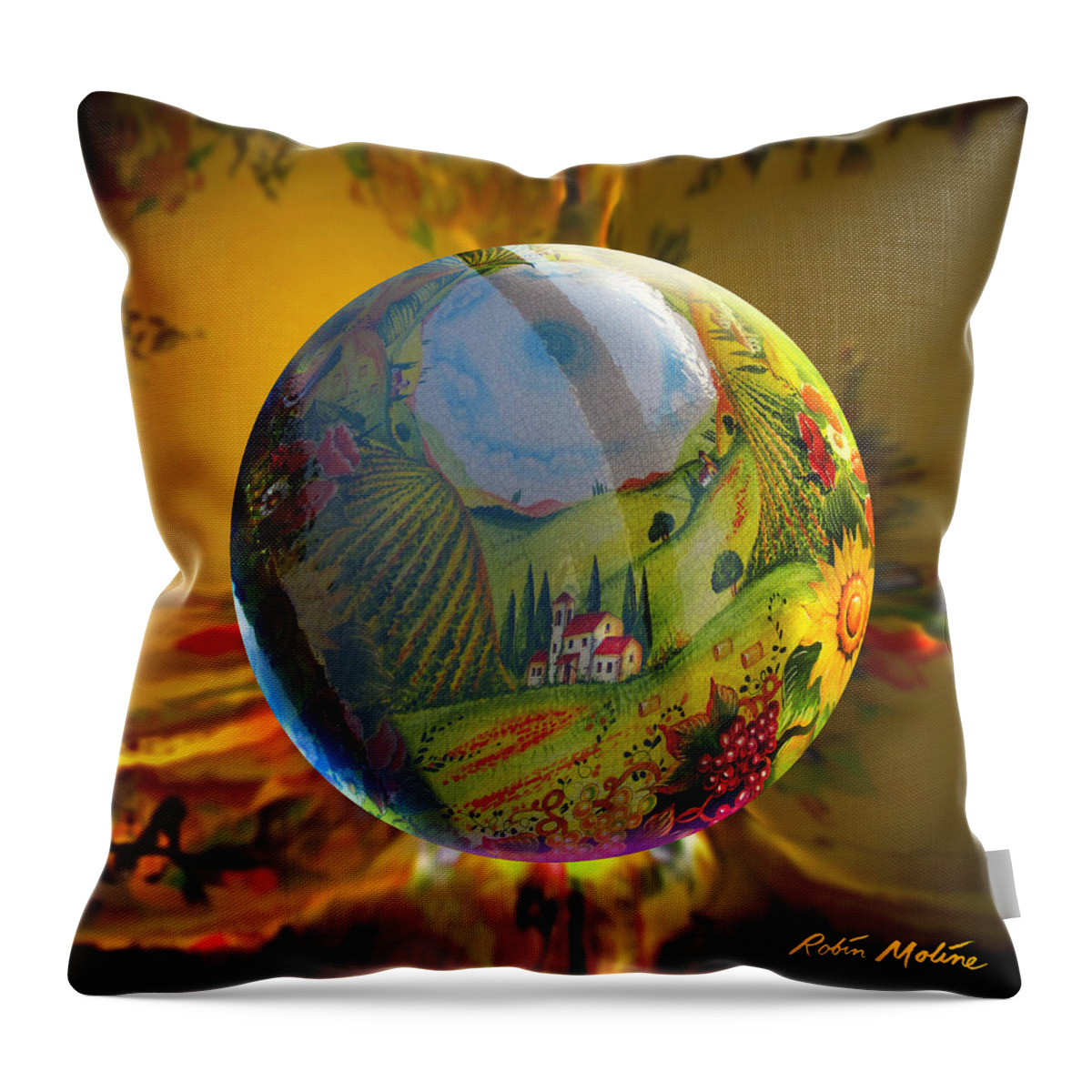 Tuscan Sun Throw Pillow featuring the painting Under a Tuscan Sun by Robin Moline