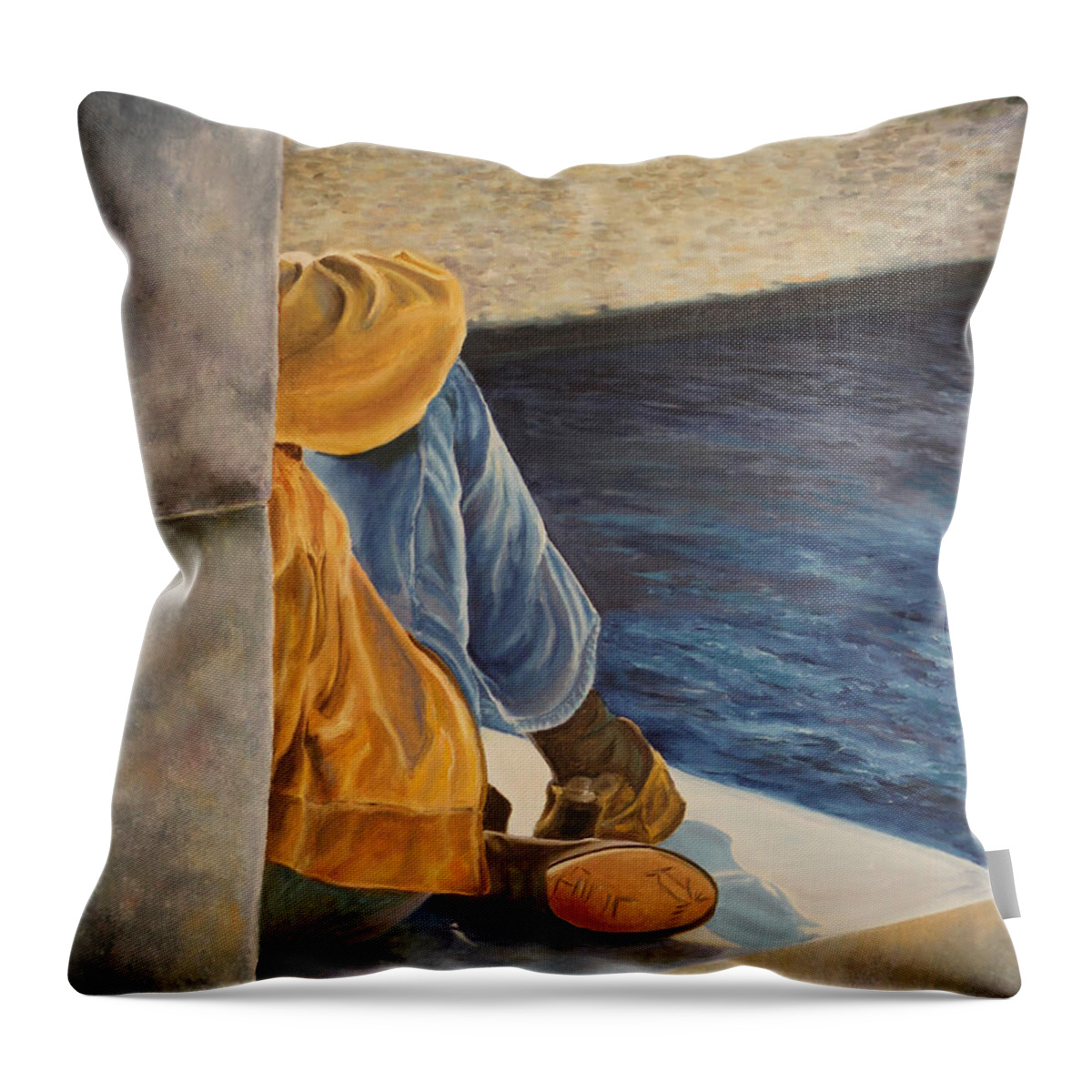 Seine River Paris Throw Pillow featuring the painting Under The Bridge on the River Seine in Paris by Charlotte Blanchard