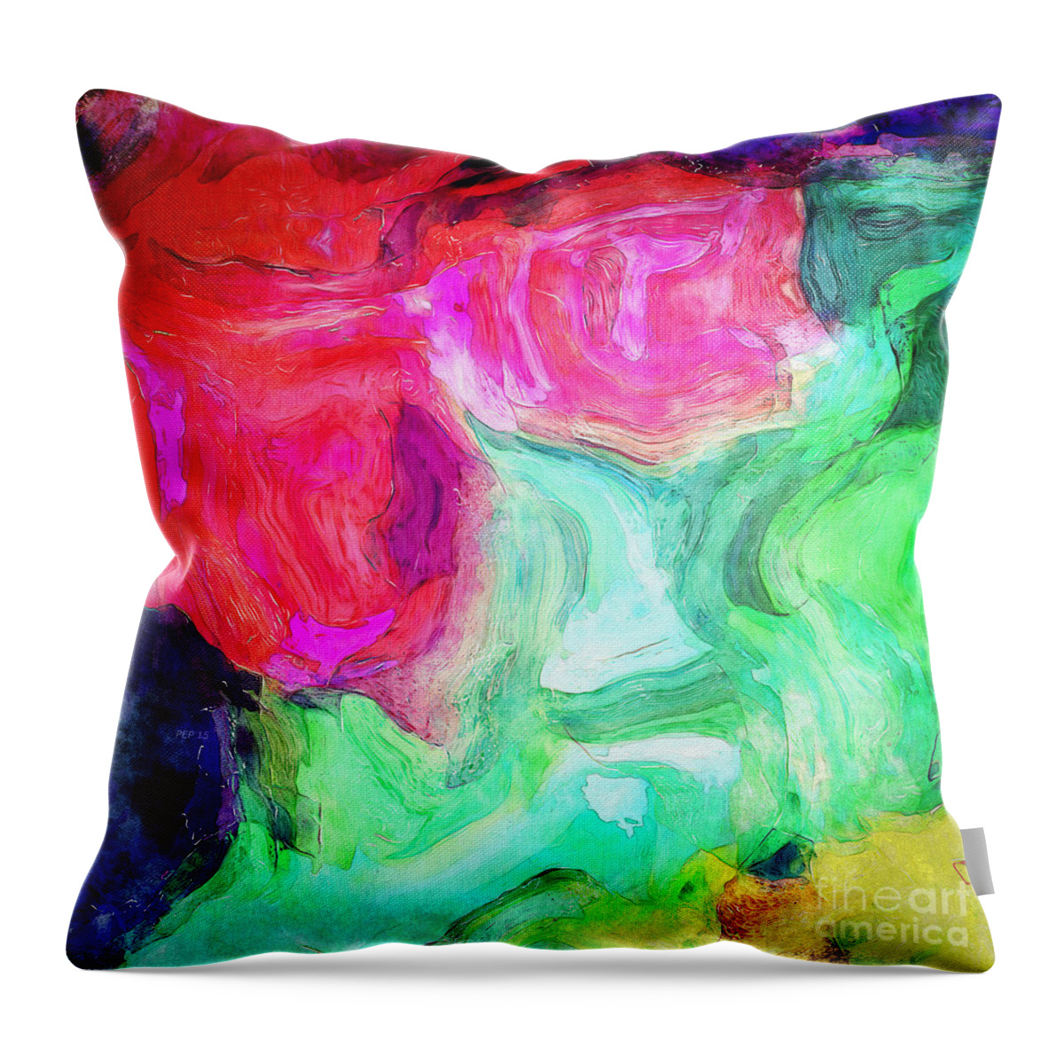 Digital Painting Throw Pillow featuring the digital art Untitled Colorful Abstract by Phil Perkins