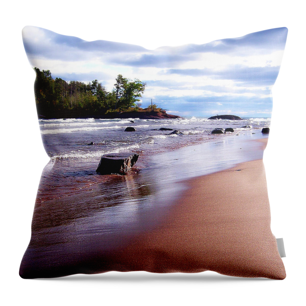 Photography Throw Pillow featuring the photograph Upper Peninsula White Caps by Phil Perkins