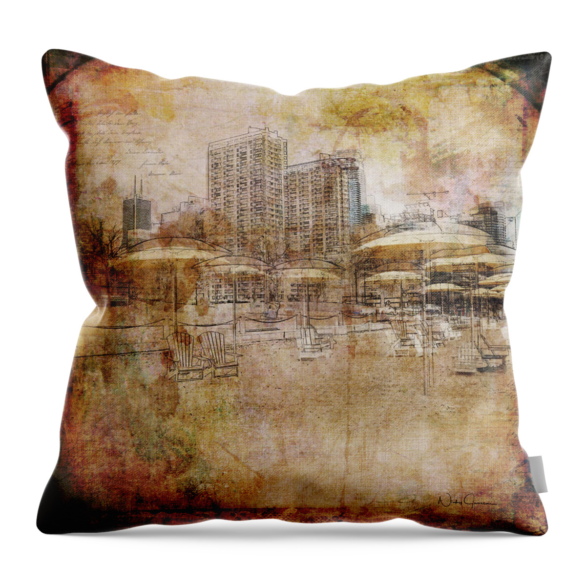 Toronto Throw Pillow featuring the digital art Urban Beach II by Nicky Jameson