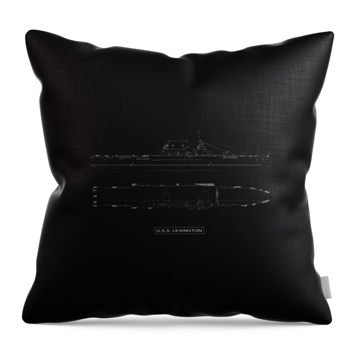 Uss Lexington Throw Pillow featuring the digital art USS Lexington by DB Artist