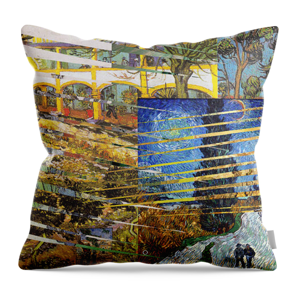 Abstract In The Living Room Throw Pillow featuring the digital art Van Gogh Mural Il by David Bridburg