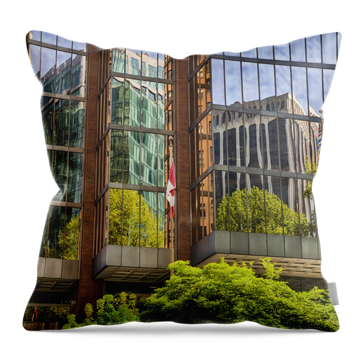 Vancouver Throw Pillow featuring the photograph Vancouver Reflections by Theresa Tahara