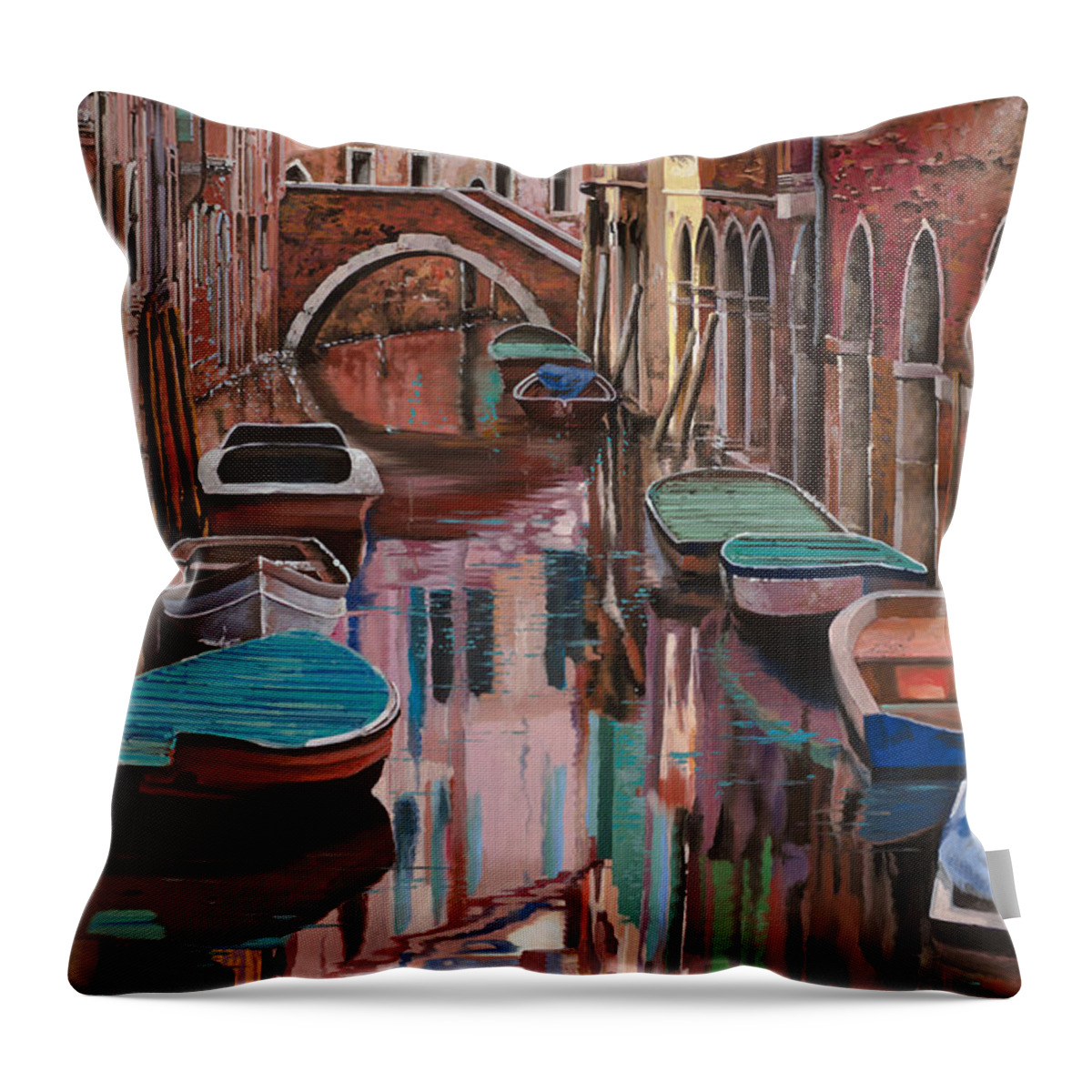 Venice Throw Pillow featuring the painting Venezia colorata by Guido Borelli
