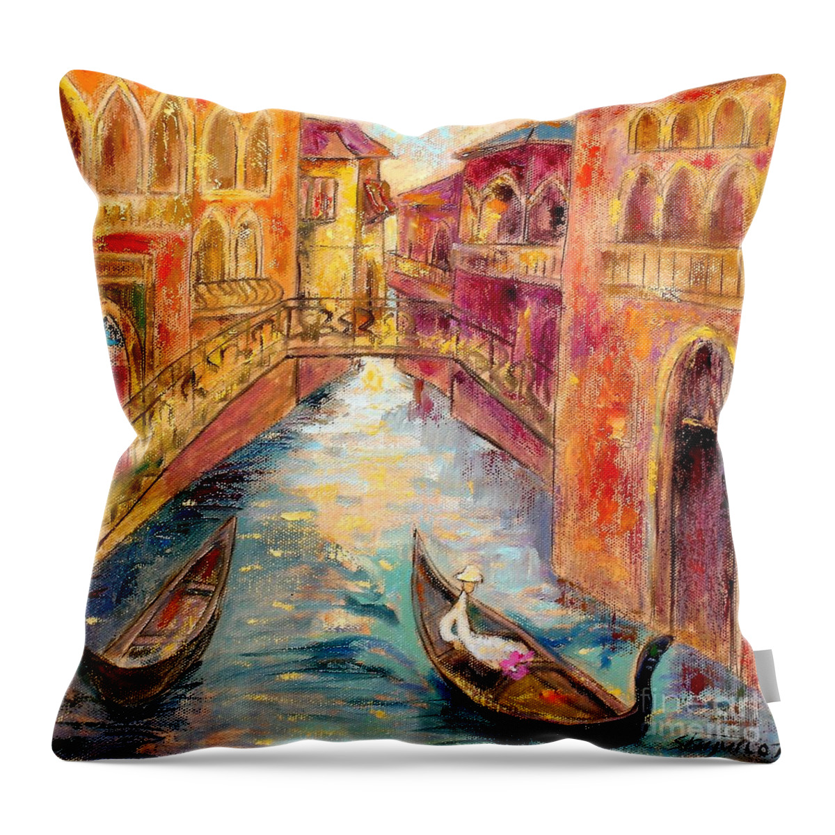Landscape Throw Pillow featuring the painting Venice I by Shijun Munns