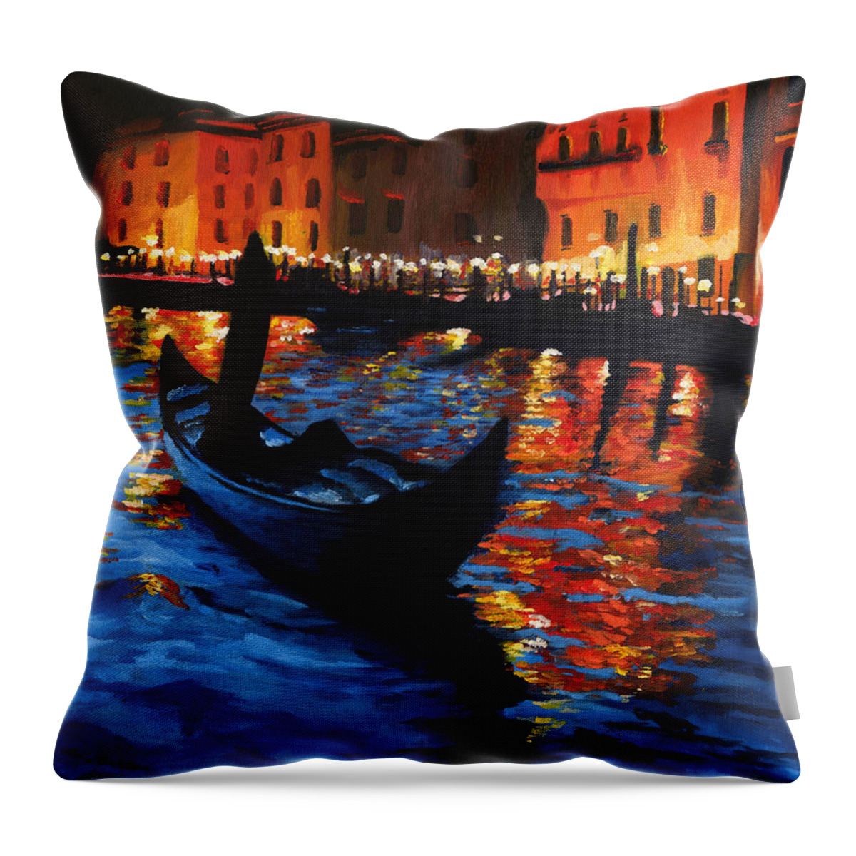 Landscape Throw Pillow featuring the painting Venice Lights by Vic Ritchey