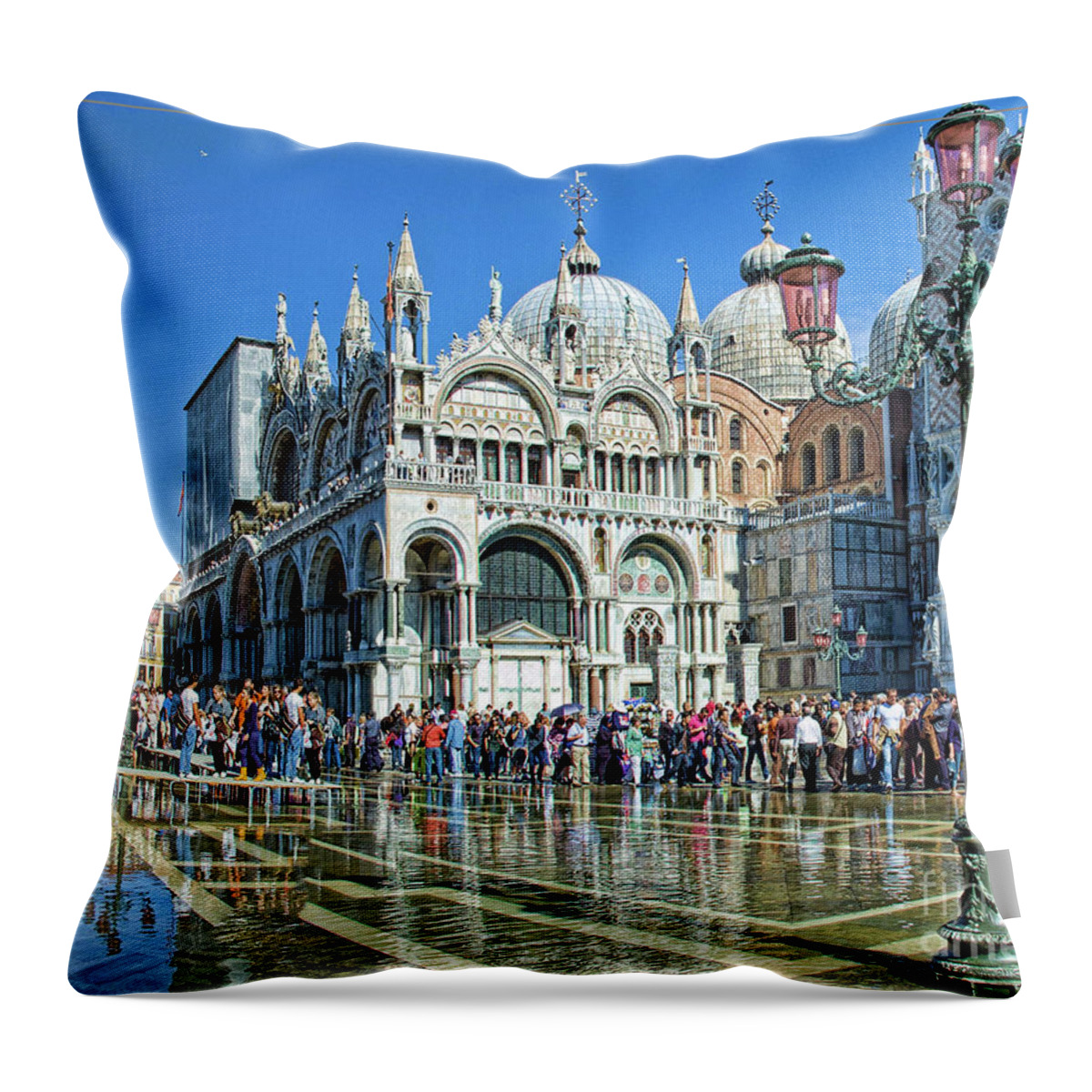 Venice Saint Marko Basilica Throw Pillow featuring the photograph Venice San Marco by Maria Rabinky