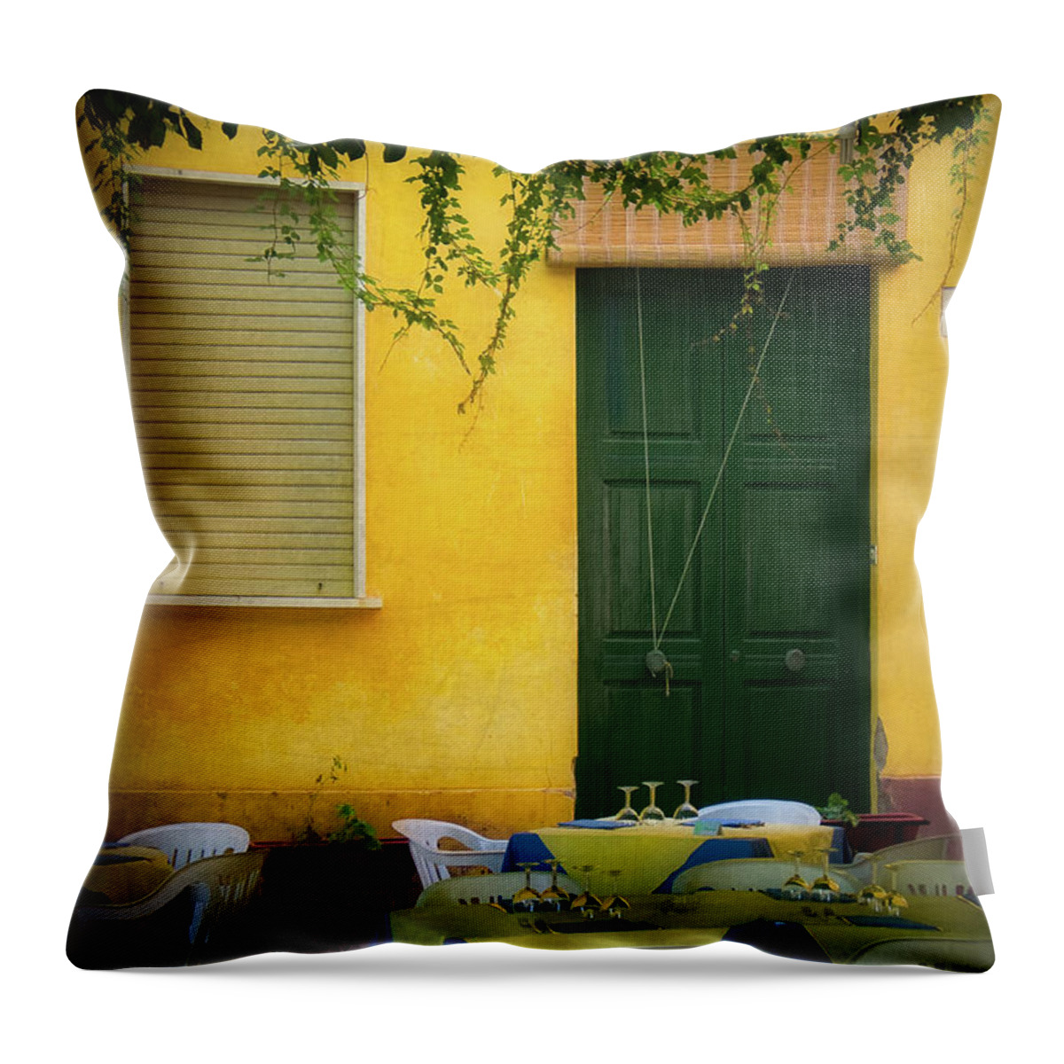 Ventotene Throw Pillow featuring the photograph Ventotene Cafe by Doug Sturgess