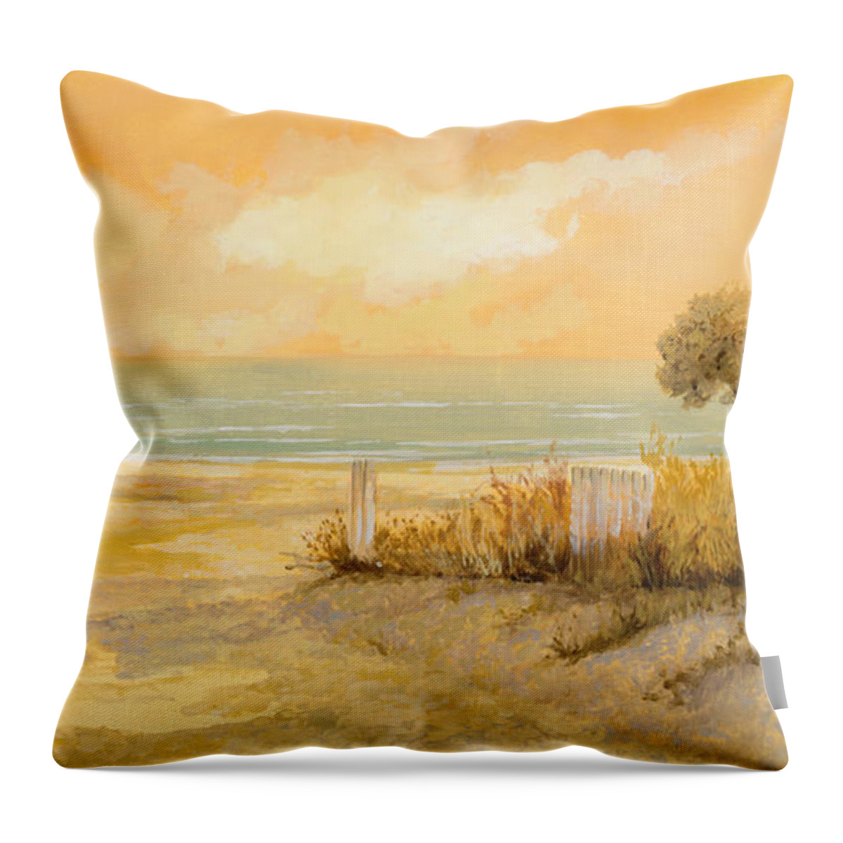 Beach Throw Pillow featuring the painting Verso La Spiaggia by Guido Borelli