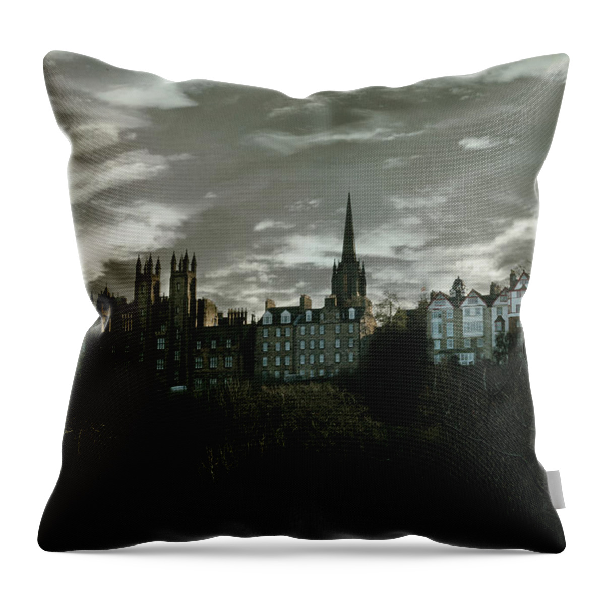 Architecture Throw Pillow featuring the photograph view of Edinburgh II by Cambion Art