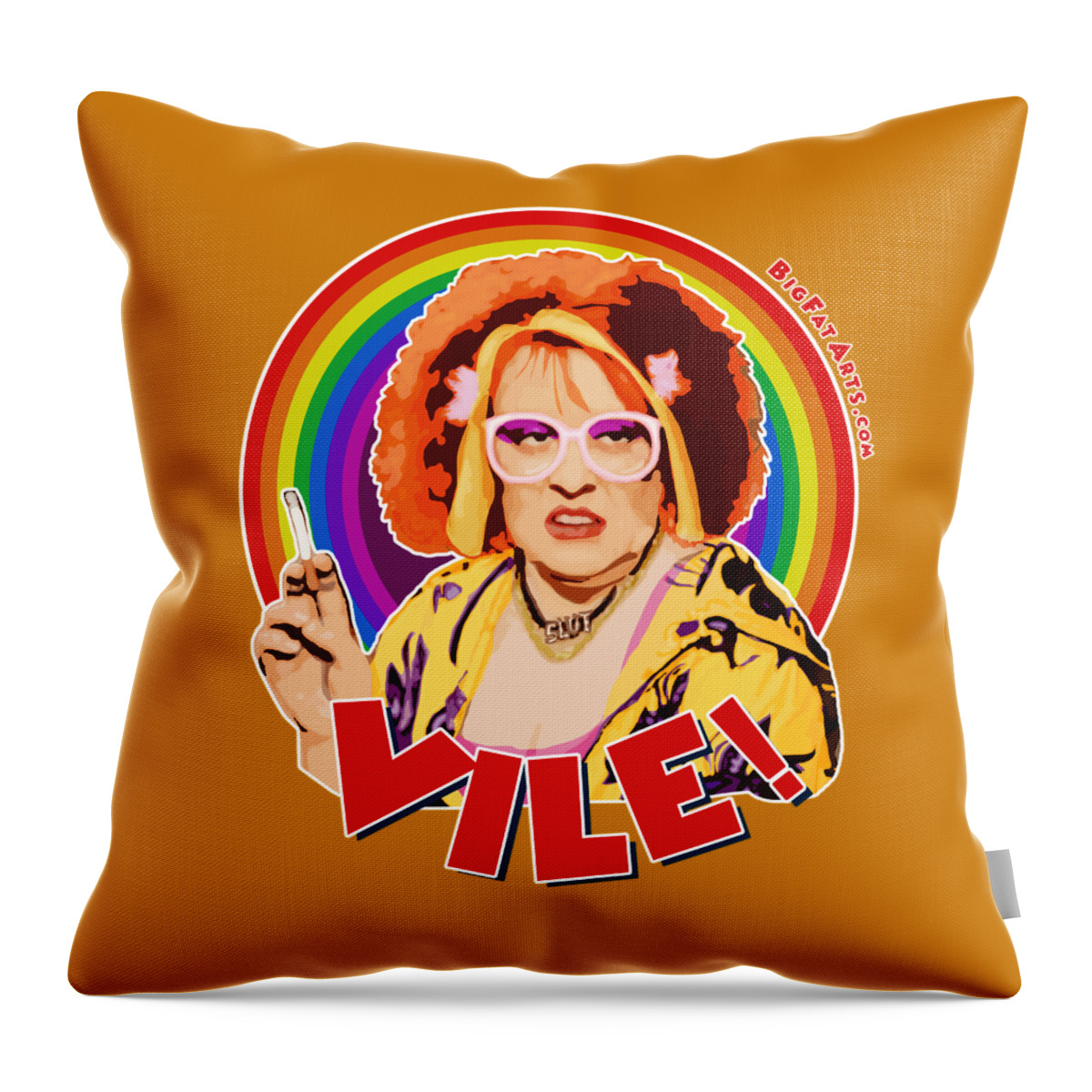 Auburn Jerry Hall Kathy Burke Gimme Gimme Gimme Vile Kathy Burke Throw Pillow featuring the digital art Vile by Big Fat Arts