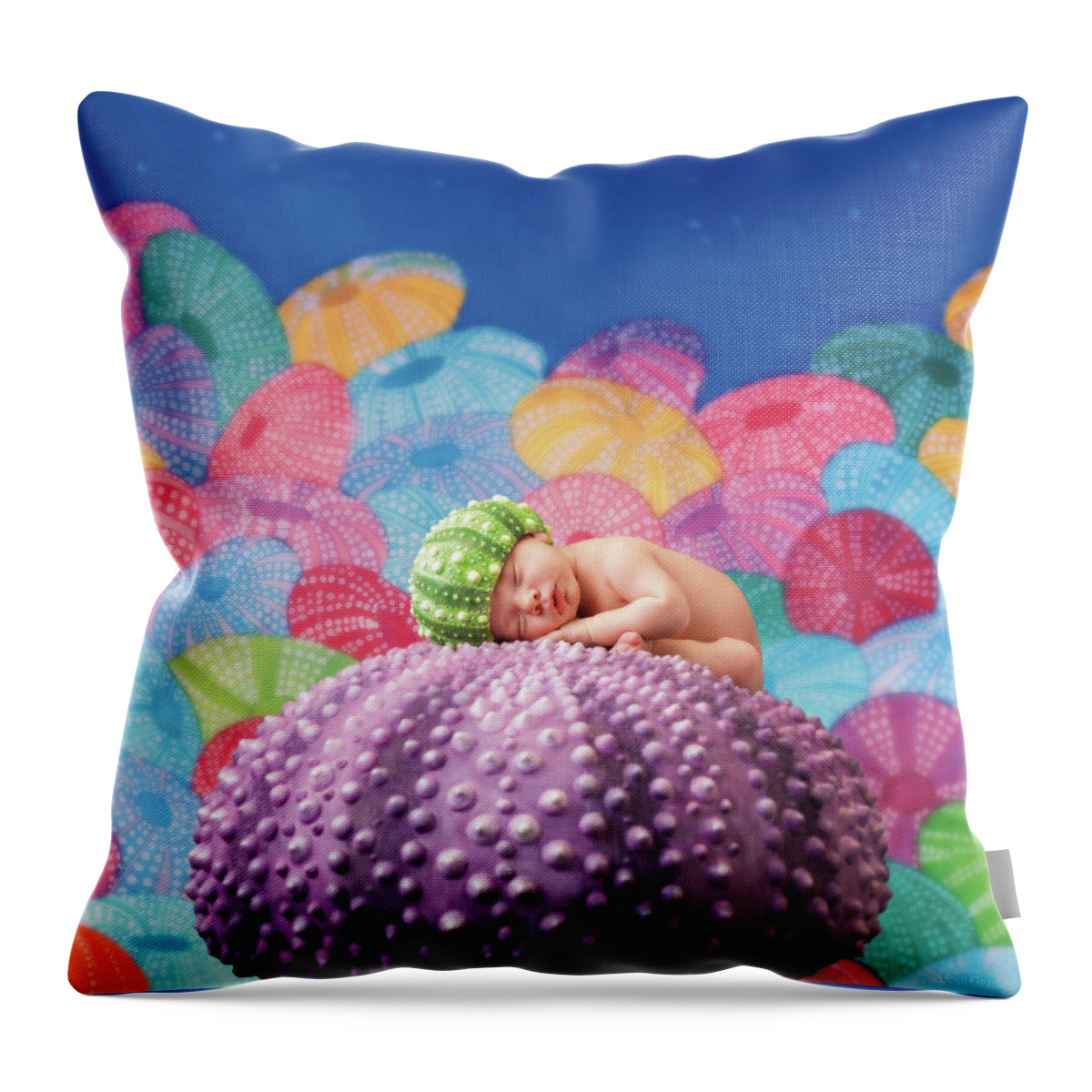 Under The Sea Throw Pillow featuring the photograph Vince as a Sea Urchin by Anne Geddes