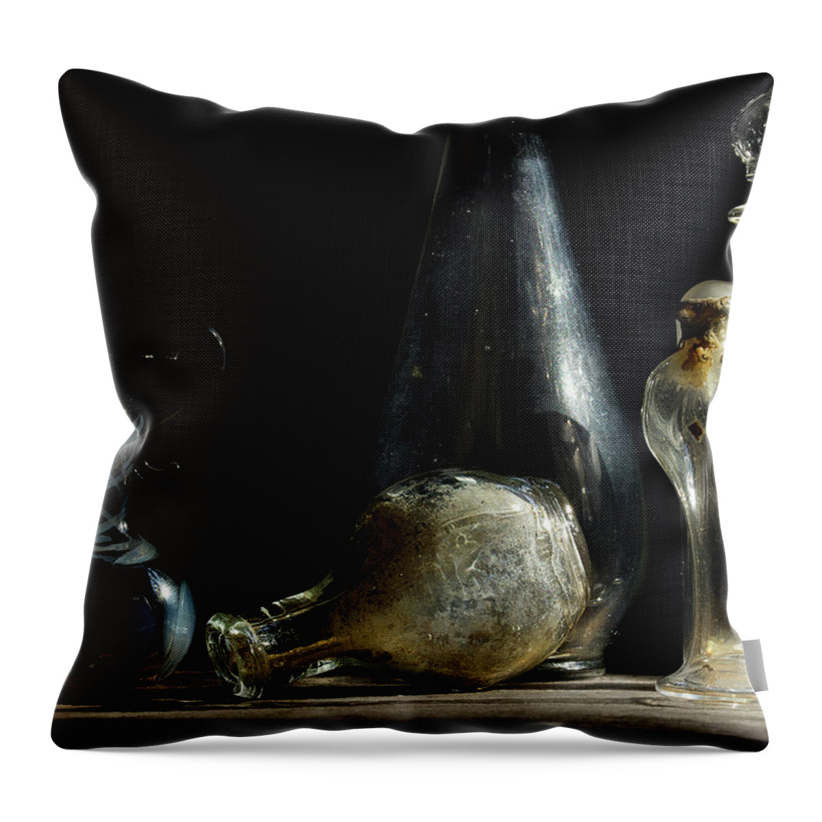 Bottle Throw Pillow featuring the photograph Vintage Bottles by Mike Eingle