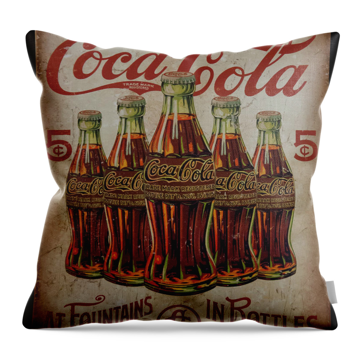 Coca Cola Throw Pillow featuring the photograph vintage Coca Cola sign by Flees Photos