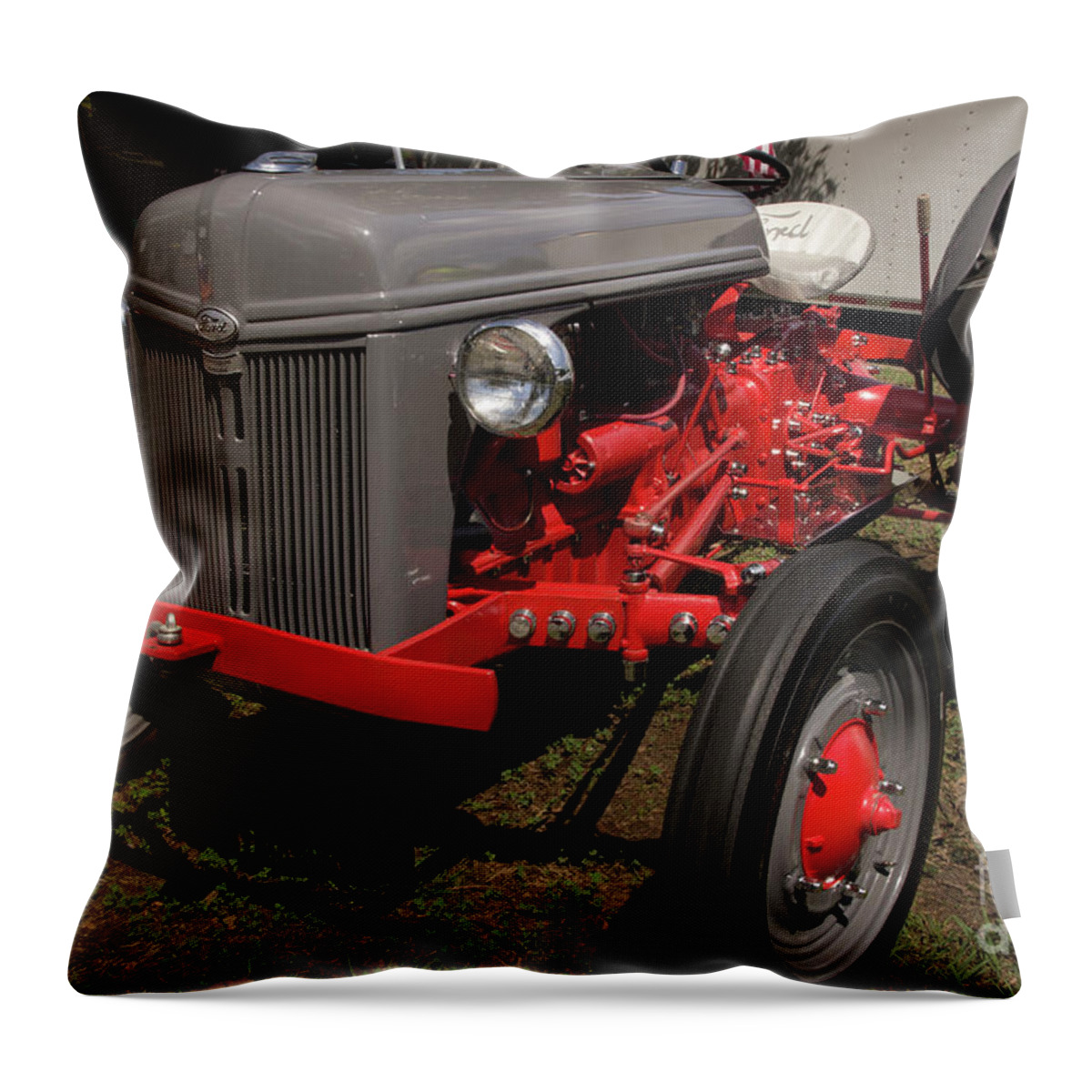 Tractor Throw Pillow featuring the photograph Vintage Ford Tractor by Mike Eingle