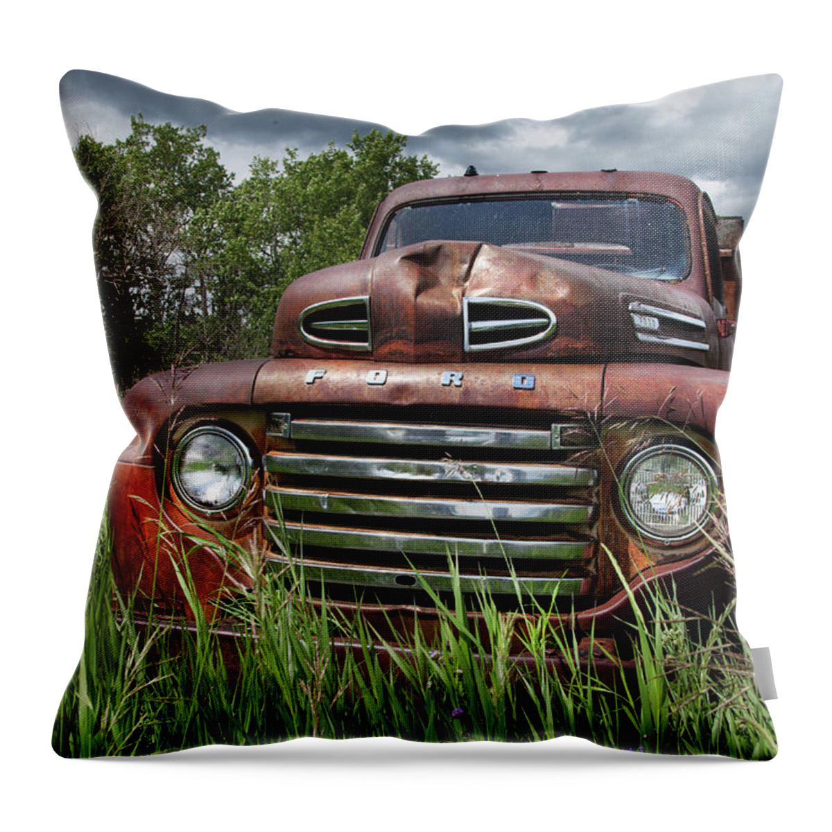 Rusty Trucks Throw Pillow featuring the photograph Vintage Ford Truck by Theresa Tahara