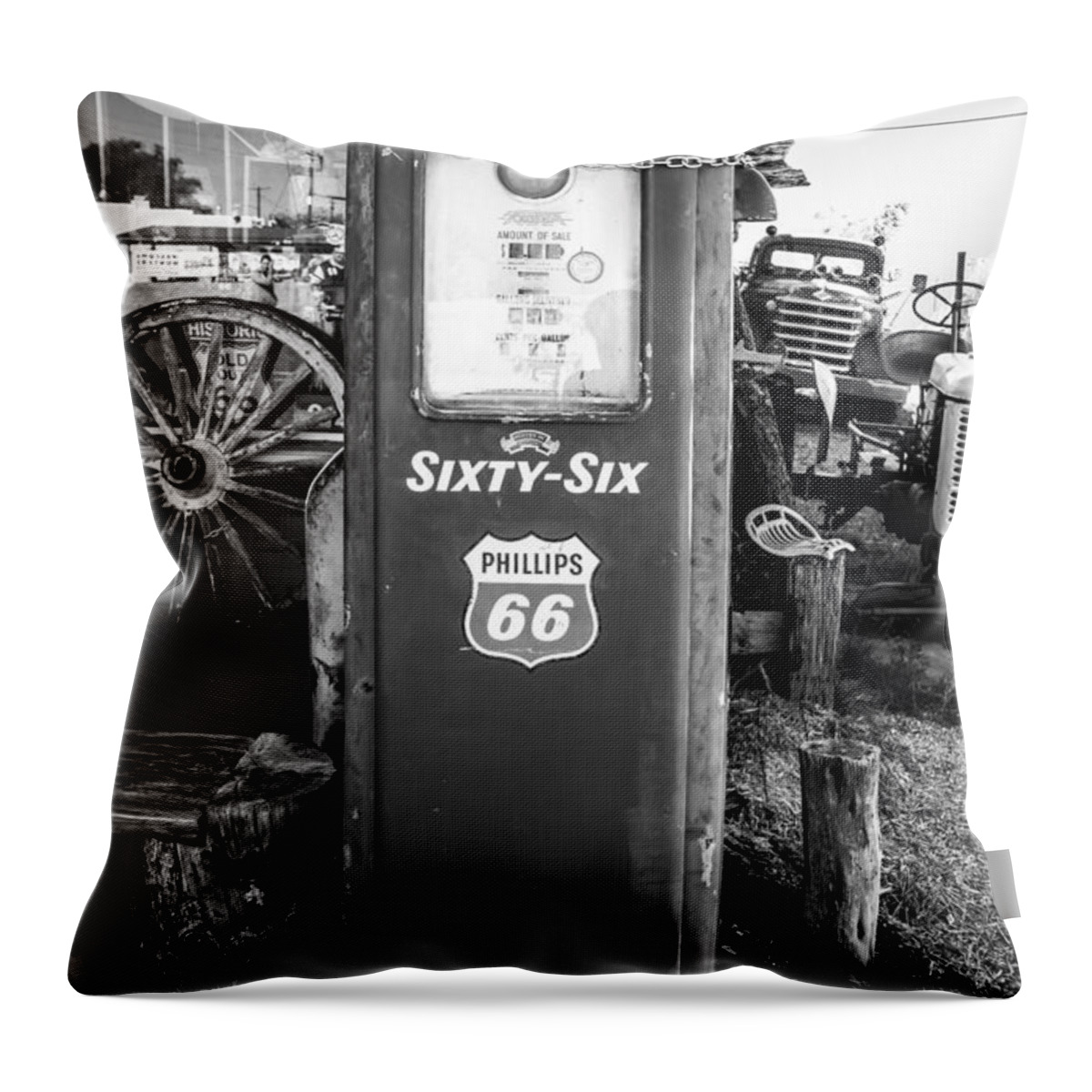 Gas Pump Throw Pillow featuring the photograph Vintage Gas Pump by Anthony Sacco