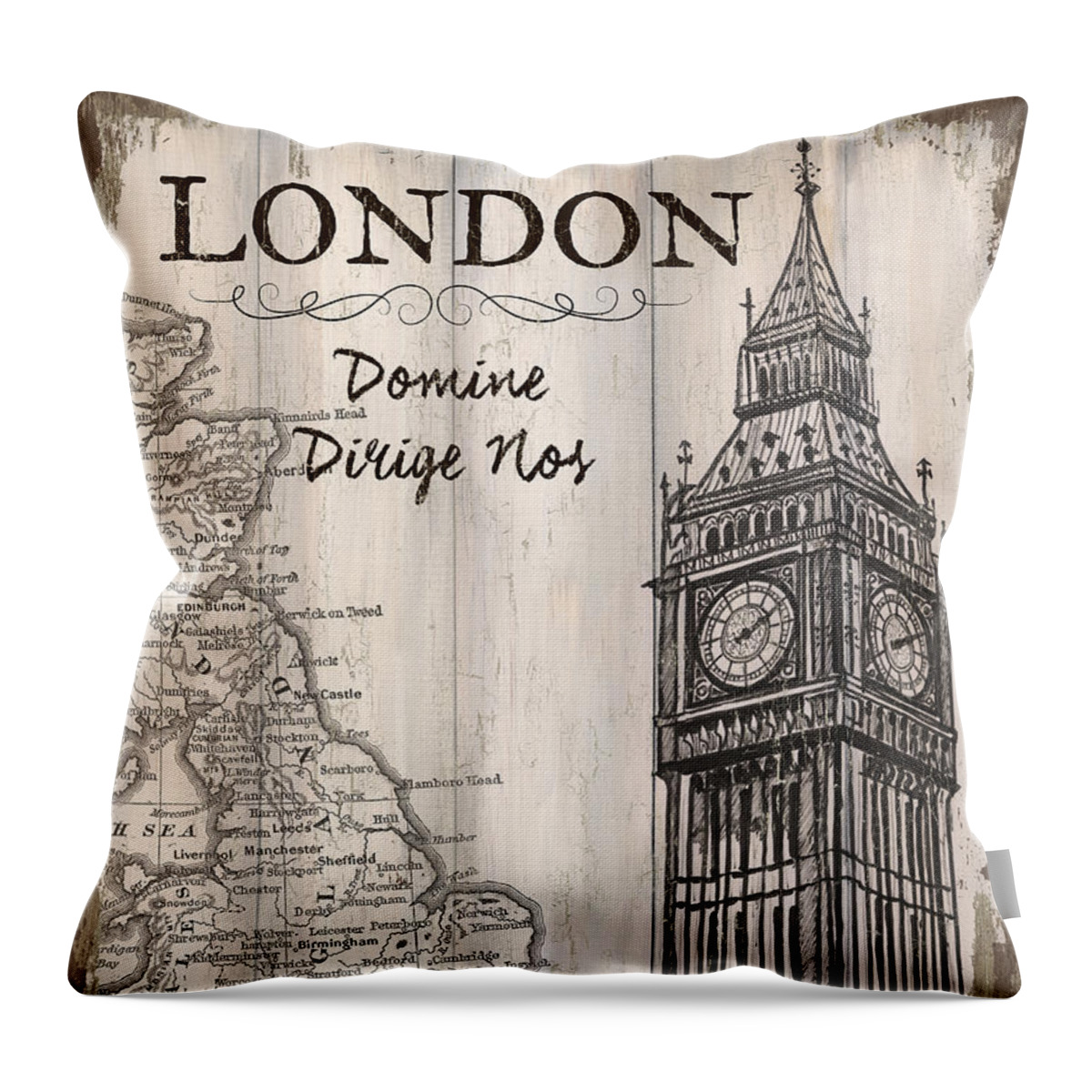 London Throw Pillow featuring the painting Vintage Travel Poster London by Debbie DeWitt