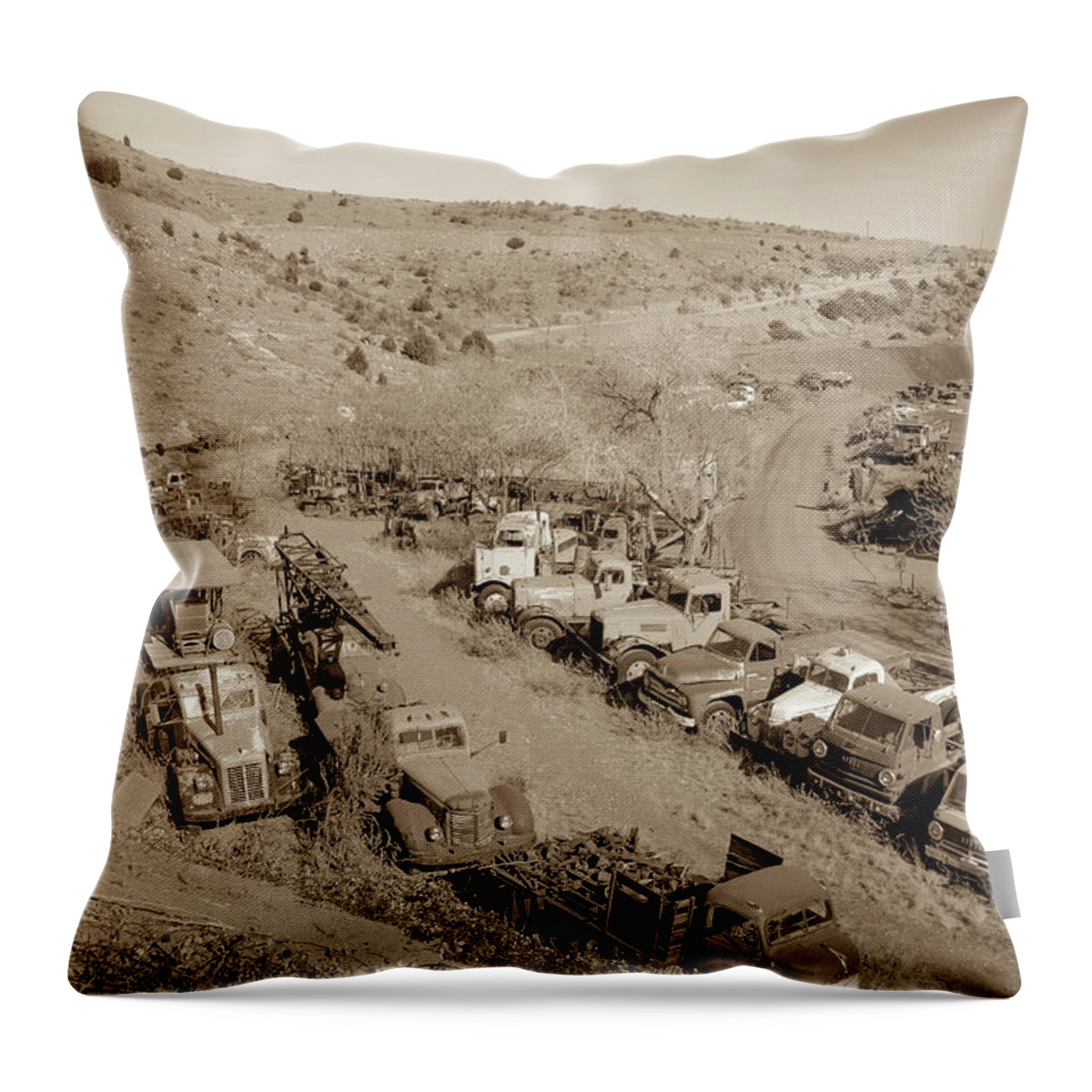 Vintage Throw Pillow featuring the photograph Vintage Truck yard by Darrell Foster