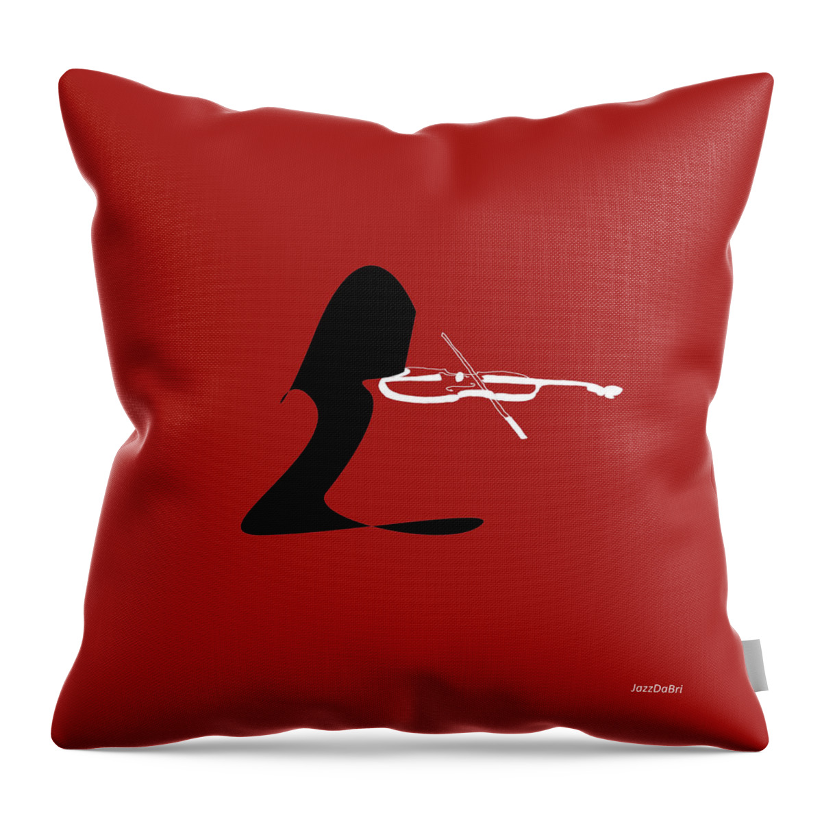 Jazzdabri Throw Pillow featuring the digital art Violin in Orange Red by David Bridburg