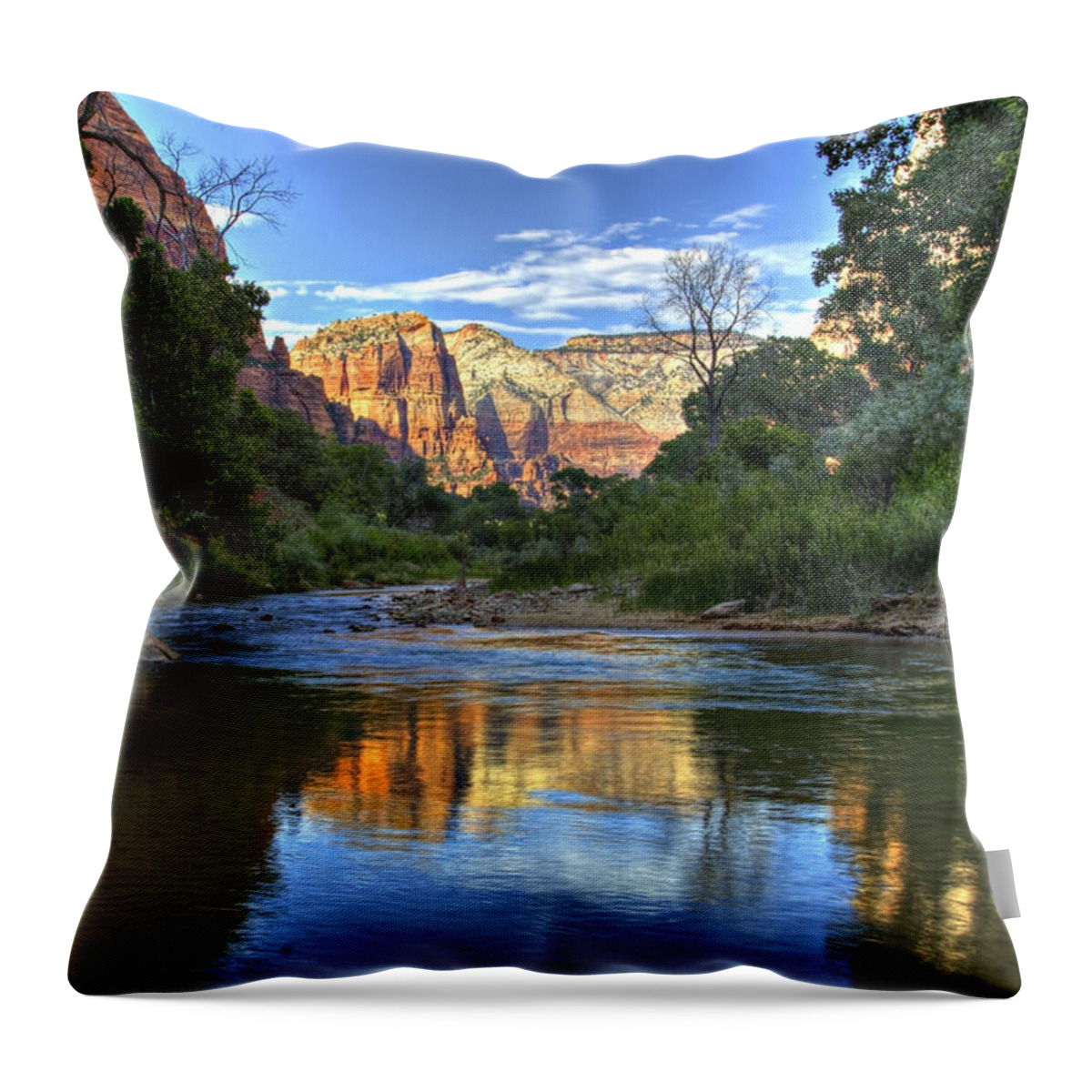 Utah Throw Pillow featuring the photograph Virgin River by Peter Kennett