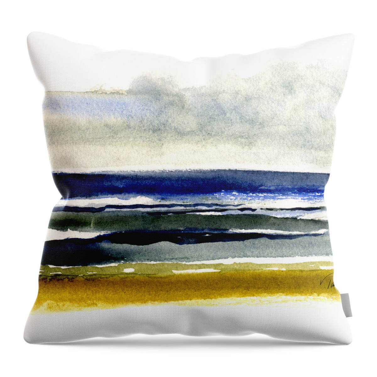 Virginia Beach Throw Pillow featuring the painting Virginia Beach After the Storm by Paul Gaj