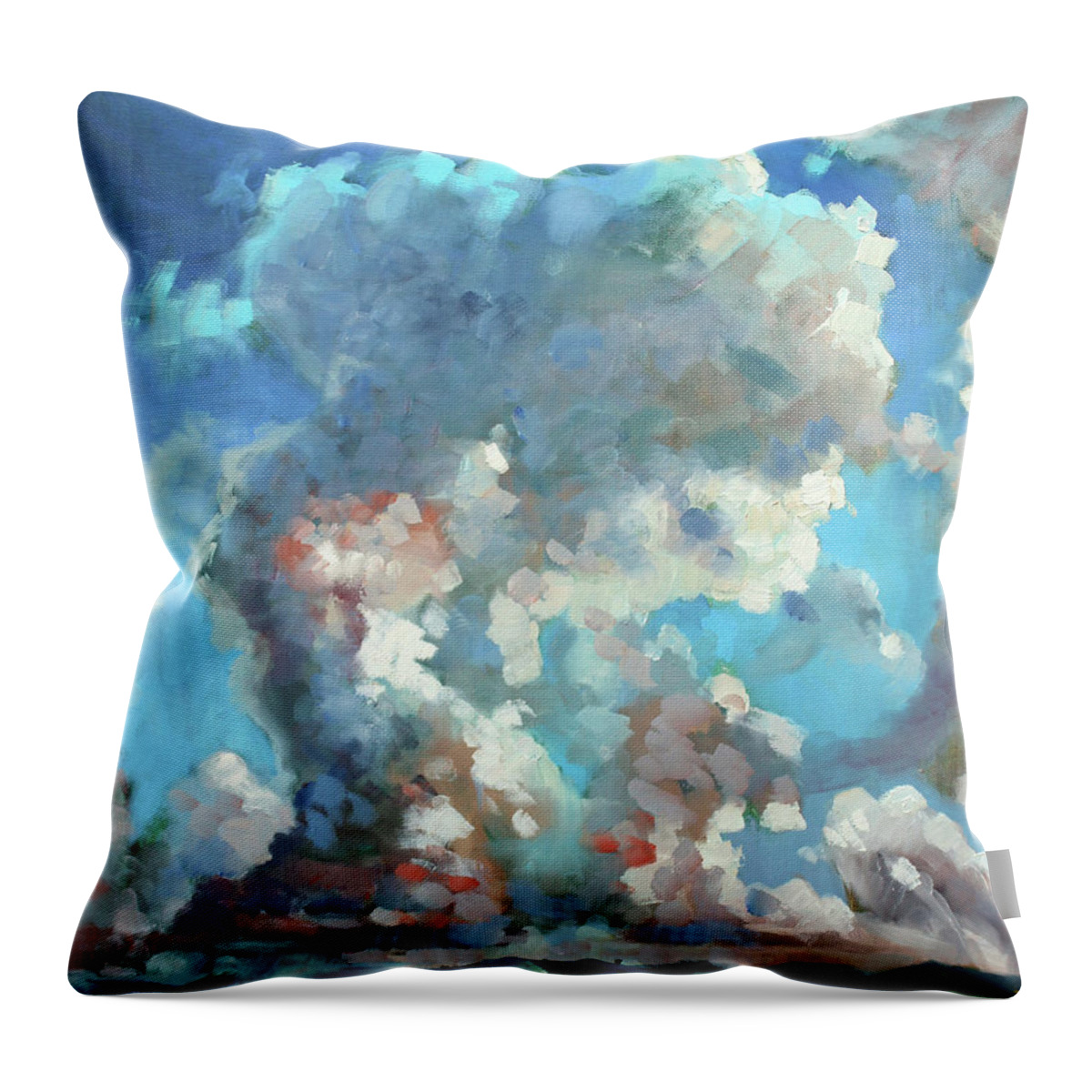 Cumulus Clouds Throw Pillow featuring the painting Virginia Sky by Susan Bradbury