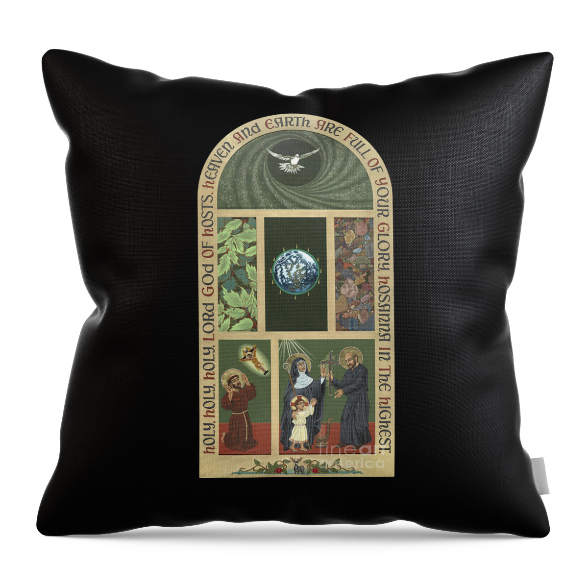 Viriditas Throw Pillow featuring the painting Viriditas - Finding God In All Things by William Hart McNichols
