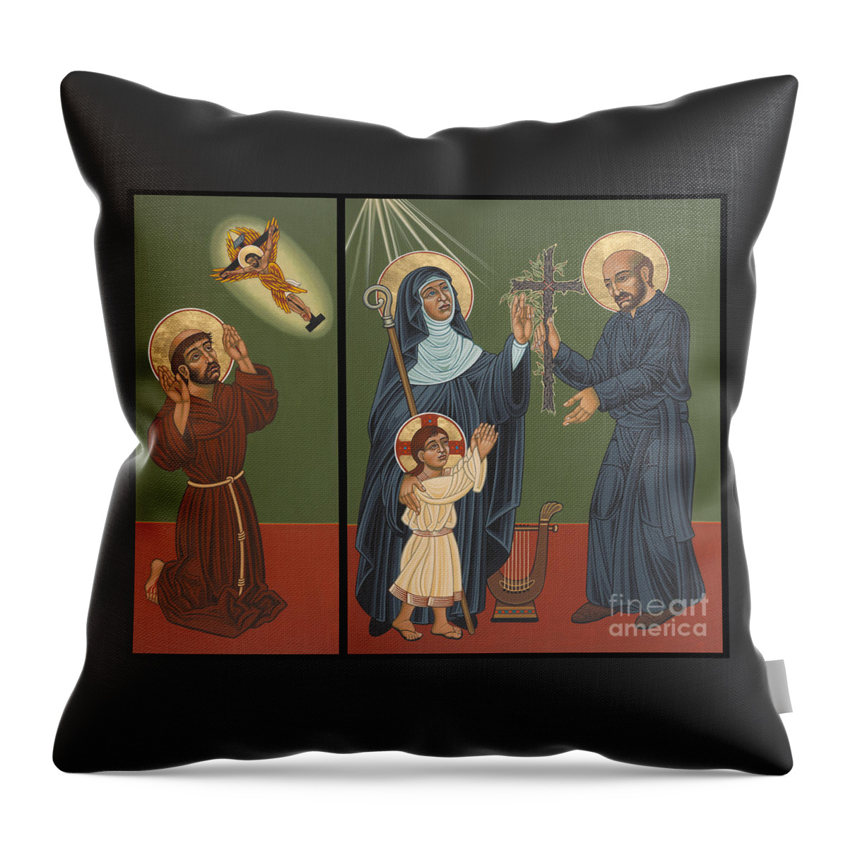 Viriditas Diptych Throw Pillow featuring the painting Viriditas Diptych by William Hart McNichols