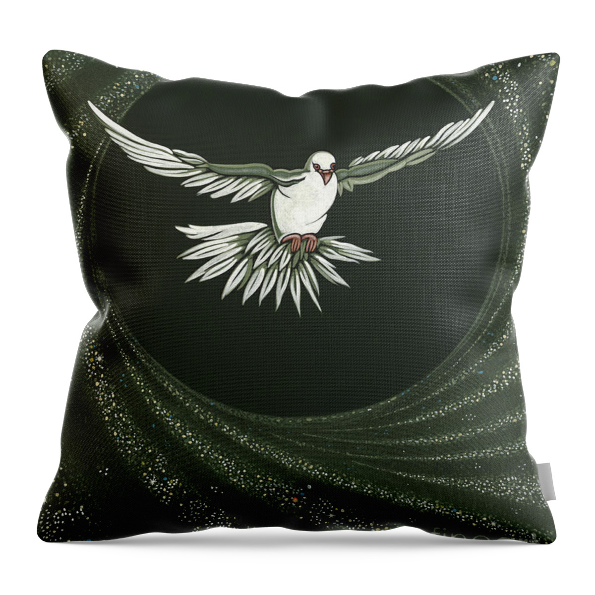 Viriditas Throw Pillow featuring the painting Viriditas-Holy Spirit Detail by William Hart McNichols