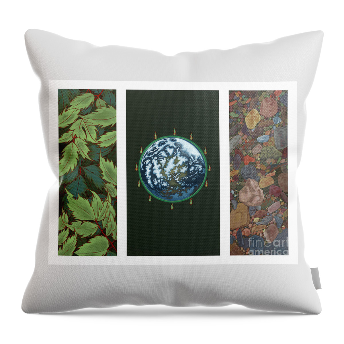 Viriditas Diptych Throw Pillow featuring the painting Viriditas Triptych by William Hart McNichols