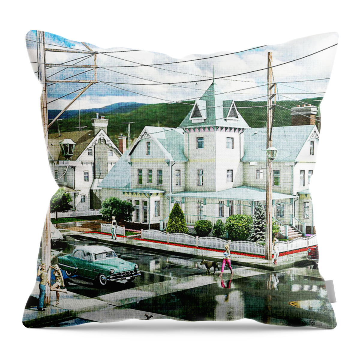 Daz 3d Throw Pillow featuring the digital art Virtual City Life by Digital Art Cafe