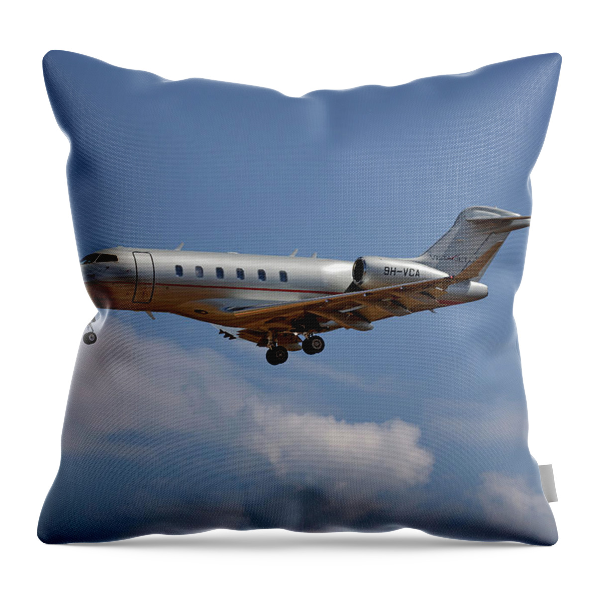 Vista Jet Throw Pillow featuring the photograph Vista Jet Bombardier Challenger 300 4 by Smart Aviation
