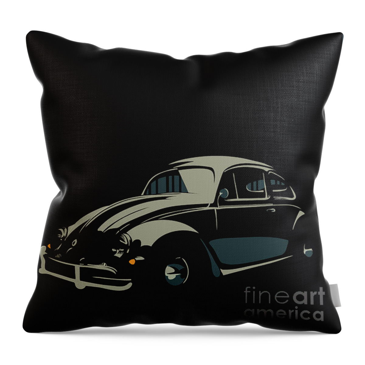 Bug Throw Pillow featuring the digital art VW beatle by Sassan Filsoof