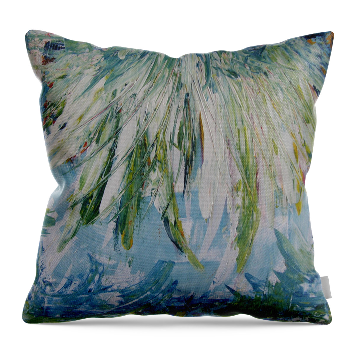 Abstract Painting Throw Pillow featuring the painting W25 - foru I by KUNST MIT HERZ Art with heart