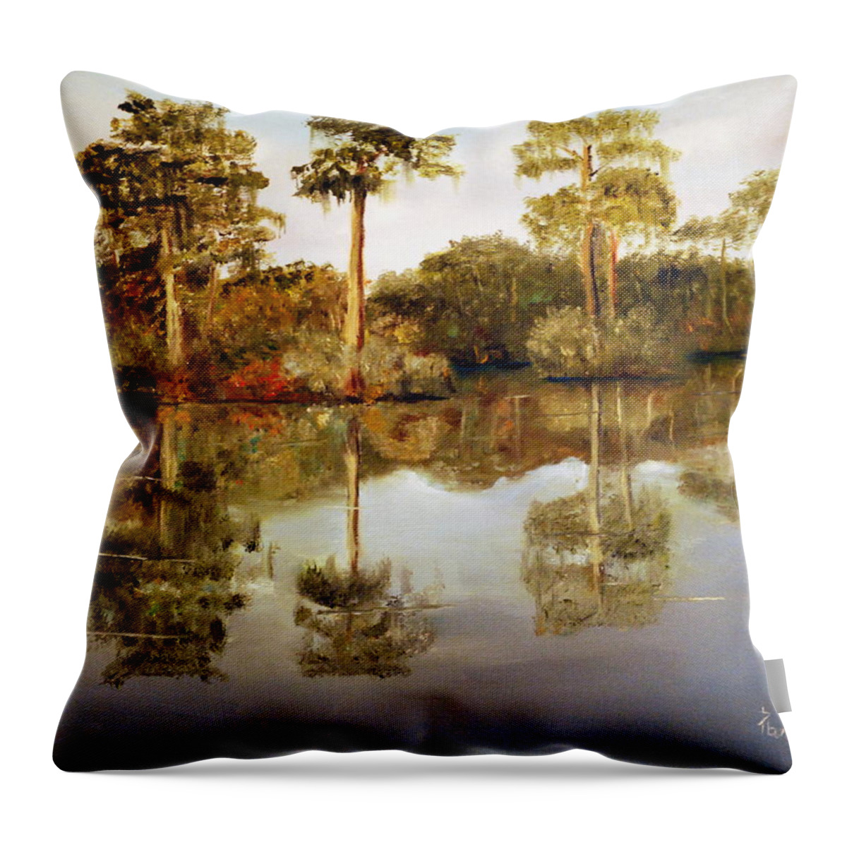 Waccamaw Throw Pillow featuring the painting Waccamaw River by Phil Burton