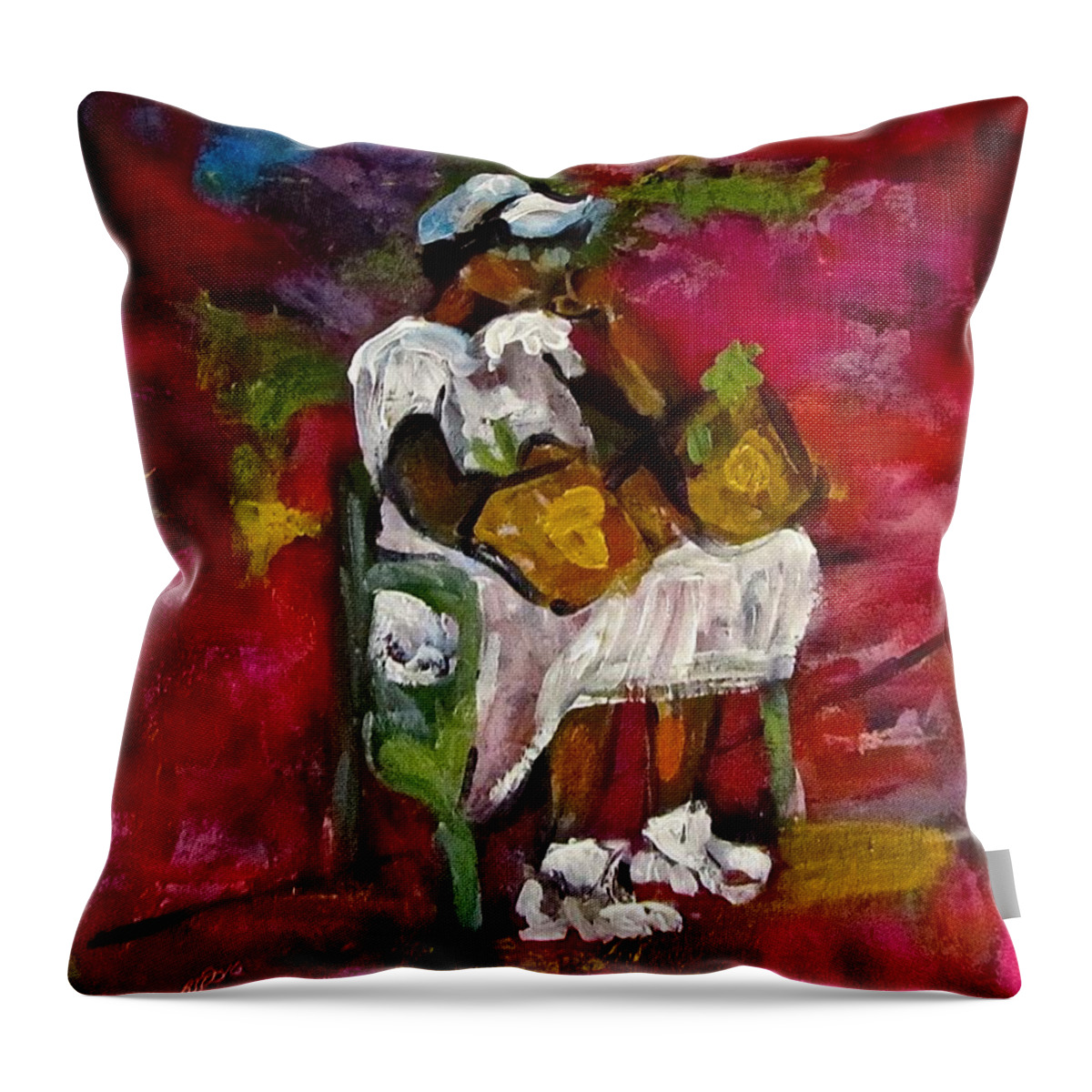 Woman Throw Pillow featuring the painting Waiting by Barbara O'Toole