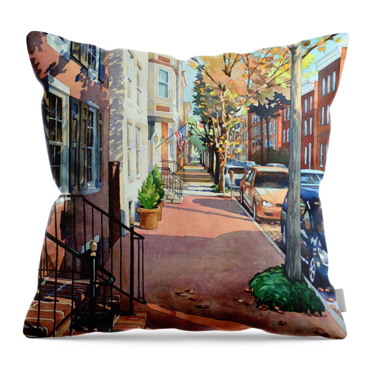 Nature Throw Pillow featuring the painting Waiting for Columbus by Mick Williams