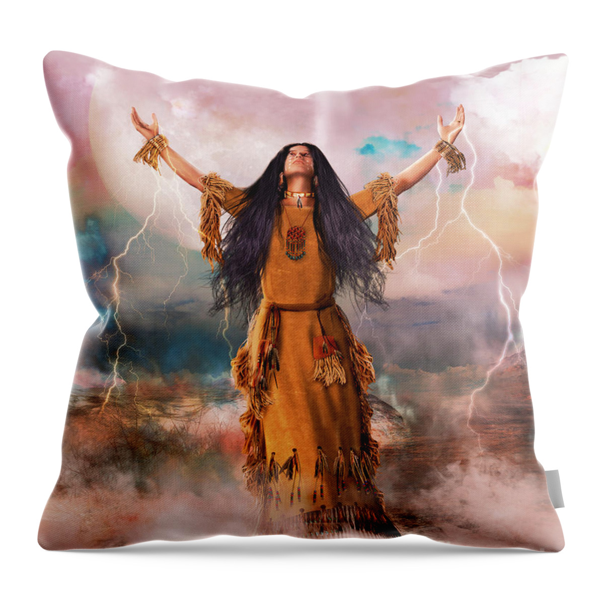 Great Spirit Throw Pillow featuring the digital art Wakan Tanka The Great Spirit by Shanina Conway
