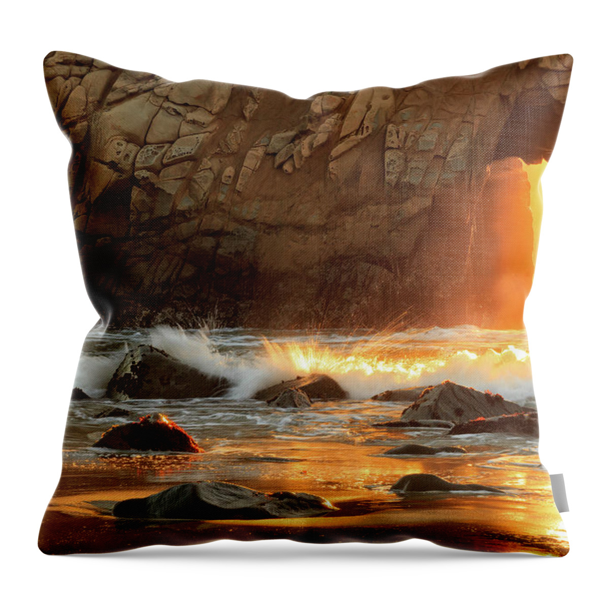 Beach Throw Pillow featuring the photograph Walk into the light by Erick Castellon
