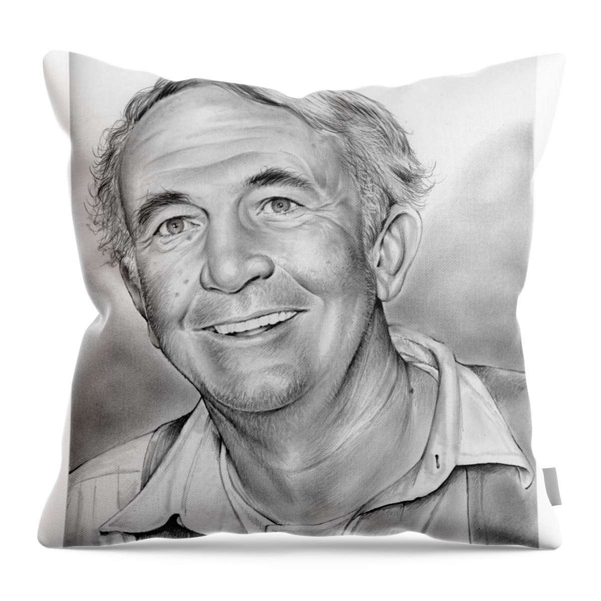 Walter Brennan Throw Pillow featuring the drawing Walter Brennan by Greg Joens