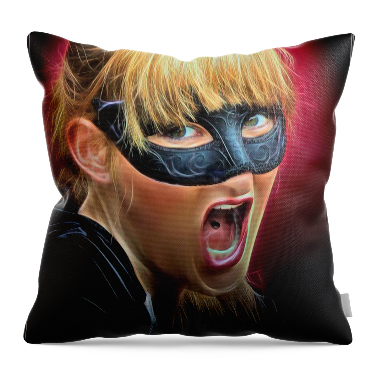 Fantasy Throw Pillow featuring the painting War Cry of an Avenger by Jon Volden