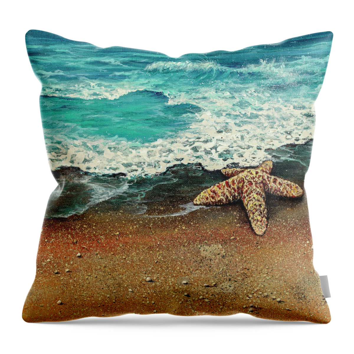 Seascape Throw Pillow featuring the painting Washed Ashore by Darice Machel McGuire