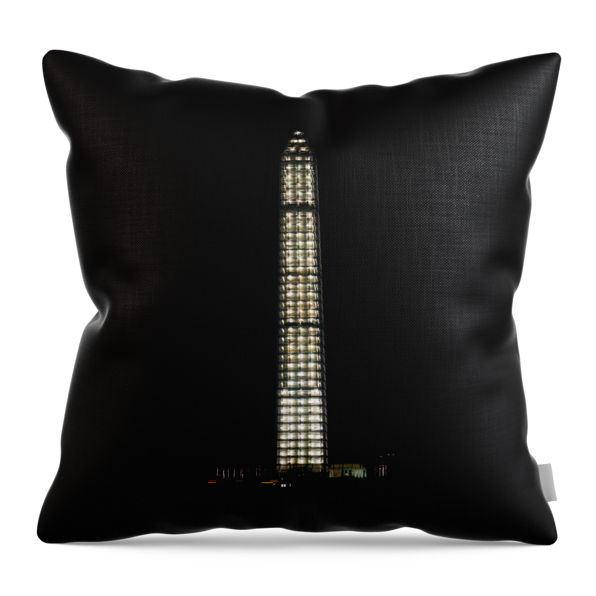 Lights Throw Pillow featuring the photograph Washington Monument in Repair by Ed Clark