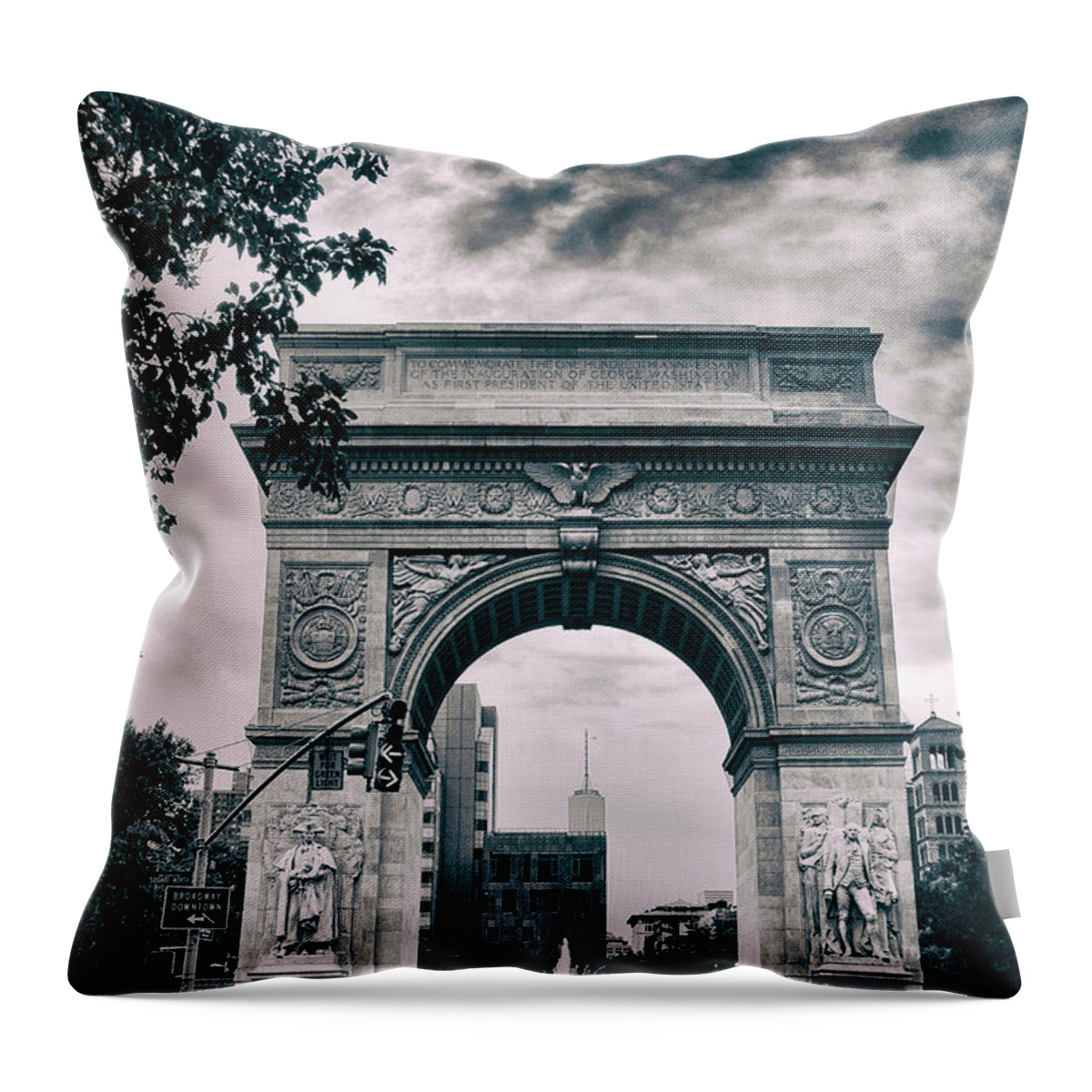Architecture Throw Pillow featuring the photograph Washington Square Arch by Jessica Jenney