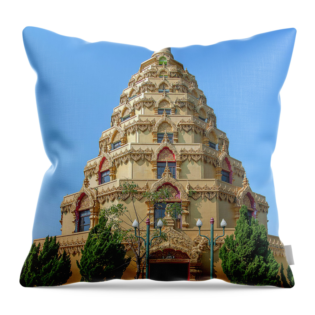 Scenic Throw Pillow featuring the photograph Wat Nong Bua Worawet Wisit Phra Chedi City of Nirvana DTHCM2088 by Gerry Gantt
